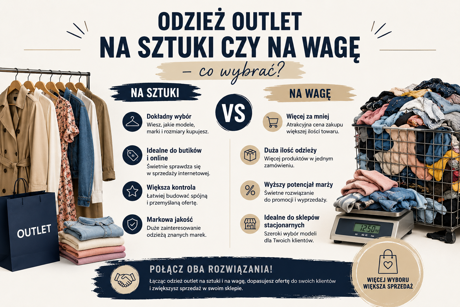 ODZIEŻ OUTLET NA SZTUKI CZY NA WAGĘ – CO LEPIEJ SPRZEDAJE SIĘ W SKLEPIE?